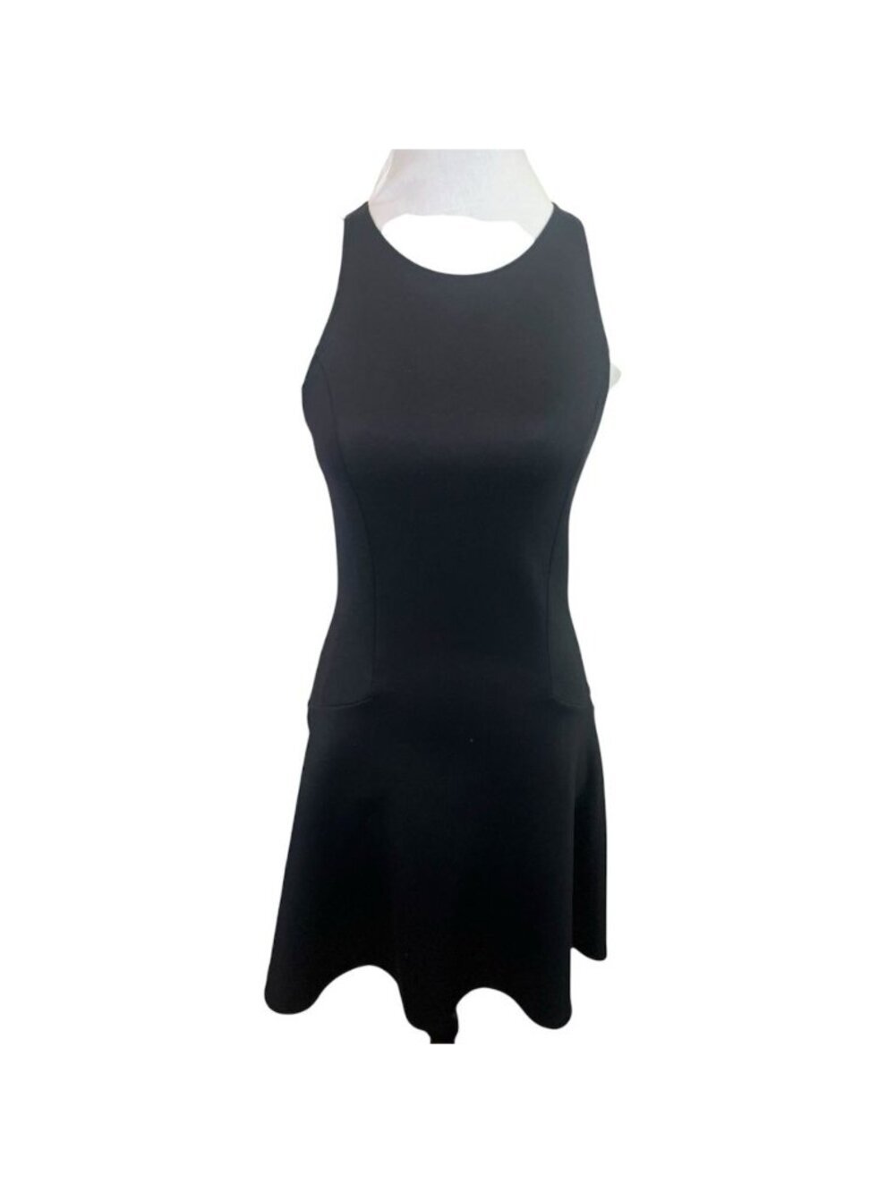 Abercrombie & Fitch Black Fit and Flare Scuba Dress Sz M Racerback Zip Back